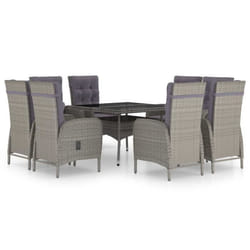 vidaXL Ensemble à manger de jardin 9 pcs Résine tressée et verre Gris