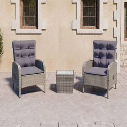 vidaXL Ensemble de bistro de jardin 3 pcs Résine tressée et verre Gris
