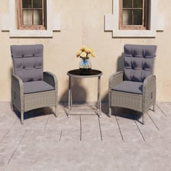 vidaXL Ensemble de bistro de jardin 3 pcs Résine tressée et verre Gris