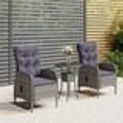 vidaXL Ensemble de bistro de jardin 3 pcs Résine tressée Gris