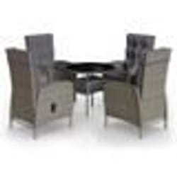 vidaXL Ensemble de bistro de jardin 5 pcs Résine tressée Gris