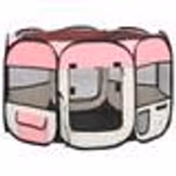 vidaXL Parc pour chiens pliable avec sac de transport Rose 90x90x58 cm