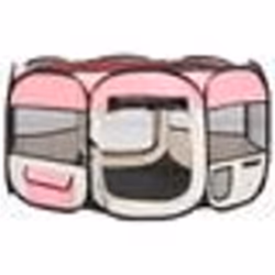 vidaXL Parc pliable pour chien avec sac de transport Rose 125x125x61cm