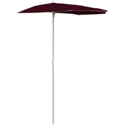 vidaXL Demi-parasol de jardin avec mât 180x90 cm rouge bordeaux - TU