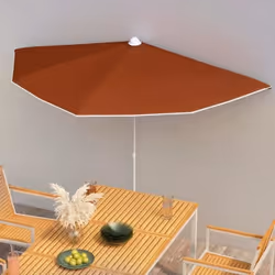 vidaXL Demi-parasol de jardin avec mât 180x90 cm terre cuite - TU