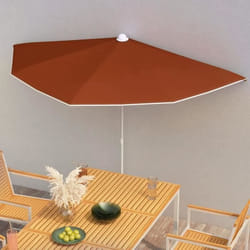 vidaXL Demi-parasol de jardin avec mât 180x90 cm terre cuite - TU