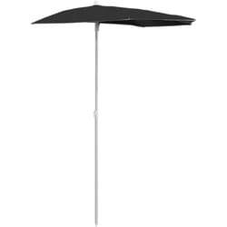 vidaXL Demi-parasol de jardin avec mât 180x90 cm noir - TU