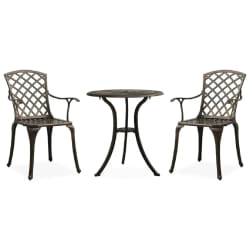 vidaXL Ensemble de bistro 3 pcs Aluminium coulé Bronze - TU