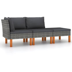 Vidaxl - Salon de jardin 3pcs Résine tressée et bois d'eucalyptus massif