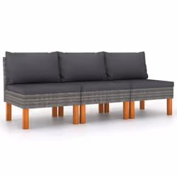 VidaXL 315759, Gris, Rotin, Bois, Adultes et enfants, 605 mm, 645 mm, 670 mm