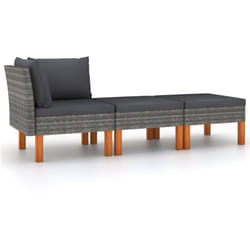 Vidaxl - Salon de jardin 3pcs Résine tressée et bois d'eucalyptus massif