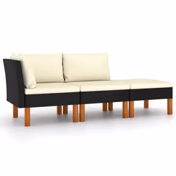 VidaXL 315767, Noir, Rotin, Bois, Adultes et enfants, 645 mm, 645 mm, 670 mm