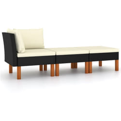 Vidaxl - Salon de jardin 3pcs Résine tressée et bois d'eucalyptus massif