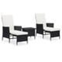 vidaXL Salon de jardin 3 pcs avec coussins Résine tressée Noir - TU