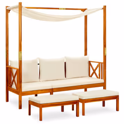 VidaXL 3058007, Bois d'acacia, Tissu, Polyester, Adultes et enfants