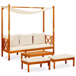 VidaXL 3058008, Bois d'acacia, Tissu, Polyester, Adultes et enfants
