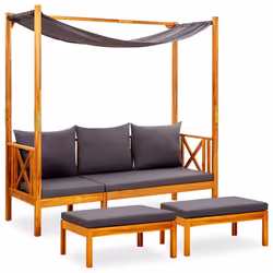 VidaXL 3058010, Bois d'acacia, Tissu, Polyester, Adultes et enfants