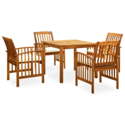 vidaXL Ensemble à manger de jardin 5 pcs avec coussins Acacia solide