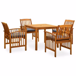 vidaXL Ensemble à manger de jardin 5 pcs avec coussins Acacia solide