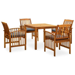 vidaXL Ensemble à manger de jardin 5 pcs avec coussins Acacia solide