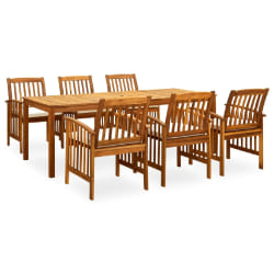 vidaXL Ensemble à manger de jardin 7 pcs avec coussins Acacia solide