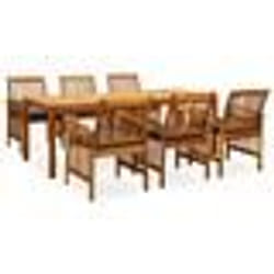 vidaXL Ensemble à manger de jardin 7 pcs avec coussins Acacia solide