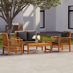 vidaXL Salon de jardin 4 pcs avec coussins Bois d'acacia solide