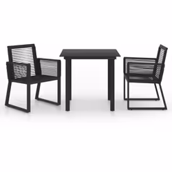 Cet ensemble de salle à manger d'extérieur contient 1 table avec dessus de table en verre et 2 fauteuils. Cet ensemble de sal ...