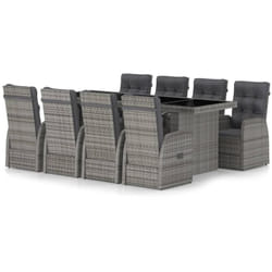 Ensemble À Manger D'Extérieur 9pcs Coussins Résine Tressée Gris Vidaxl