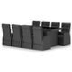 vidaXL Ensemble à manger d'extérieur 9pcs coussins résine tressée noir - TU
