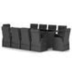 vidaXL Salon de jardin 11 pcs avec coussins résine tressée noir - TU