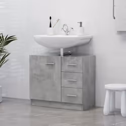Avec cette armoire d'évier, vous pouvez créer un espace de rangement supplémentaire pour votre salle de bain avec un aspect r ...