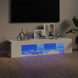 Meuble tv avec lumières led blanc brillant 135x39x30 cm Vidaxl