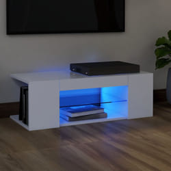 Vidaxl - Meuble tv avec lumières led Blanc 90x39x30 cm