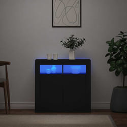 Vidaxl - Buffet avec lumières led noir 80x35x75 cm