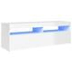 vidaXL Meuble TV avec lumières LED blanc brillant 120x35x40 cm - TU