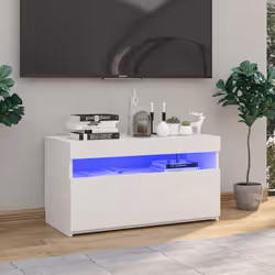 Avec un design à la fois élégant mais pratique, ce meuble TV avec éclairage LED deviendra certainement un point central de vo ...