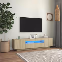 Description générale Avec un design à la fois tendance et pratique, ce meuble TV avec éclairage LED deviendra un point centra ...