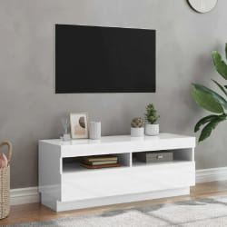 vidaXL Meuble TV avec lumières LED blanc brillant 100x35x40 cm - TU