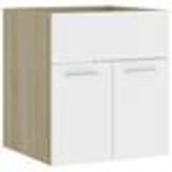 vidaXL Armoire d'évier Blanc et chêne sonoma Bois d’ingénierie