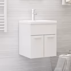Avec cette armoire d'évier, vous pouvez créer un espace de rangement supplémentaire pour votre salle de bain avec un aspect r ...