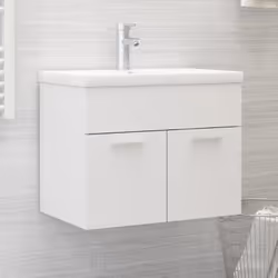 Avec cette armoire d'évier, vous pouvez créer un espace de rangement supplémentaire pour votre salle de bain avec un aspect r ...
