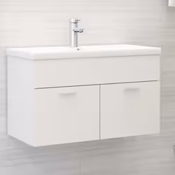 Avec cette armoire d'évier, vous pouvez créer un espace de rangement supplémentaire pour votre salle de bain avec un aspect r ...