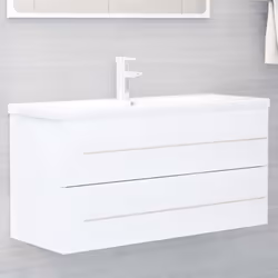 Avec cette armoire d'évier, vous pouvez créer un espace de rangement supplémentaire pour votre salle de bain avec un aspect r ...
