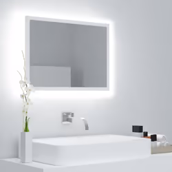 Ajoutez une touche d'aspect esthétiquement agréable dans votre salle de bain avec ce miroir à LED, qui ajoute un style contem ...