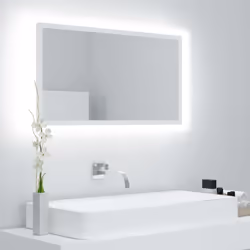 Ajoutez une touche d’aspect esthétiquement agréable dans votre salle de bain avec ce miroir à LED, qui ajoute un style contem ...