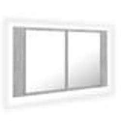 vidaXL Armoire de salle de bain à miroir LED Gris béton Acrylique - TU