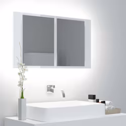Ajoutez une touche d’aspect esthétiquement agréable dans votre salle de bain avec cette armoire à miroir à LED, qui ajoute un ...