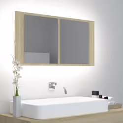 Ajoutez une touche d’aspect esthétiquement agréable dans votre salle de bain avec cette armoire à miroir à LED, qui ajoute un ...