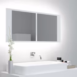 Ajoutez une touche d’aspect esthétiquement agréable dans votre salle de bain avec cette armoire à miroir à LED, qui ajoute un ...